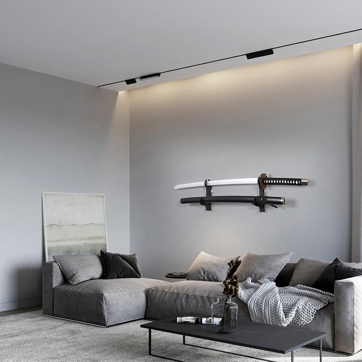 Samurai Knife Holder - Wall Mount - 2 Sets Black Plexiglass - Display Knives, Samurai Swords, Sabres, Chinese Swords, Staff