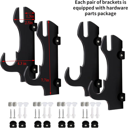 Samurai Knife Holder - Wall Mount - 2 Sets Black Plexiglass - Display Knives, Samurai Swords, Sabres, Chinese Swords, Staff