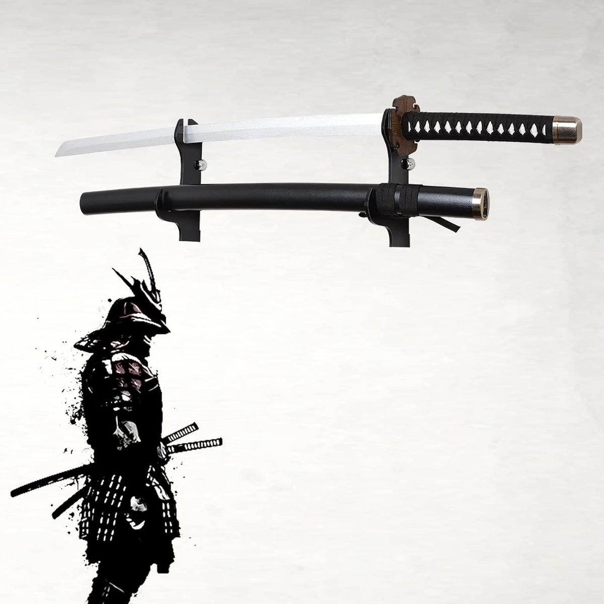 Samurai Knife Holder - Wall Mount - 2 Sets Black Plexiglass - Display Knives, Samurai Swords, Sabres, Chinese Swords, Staff