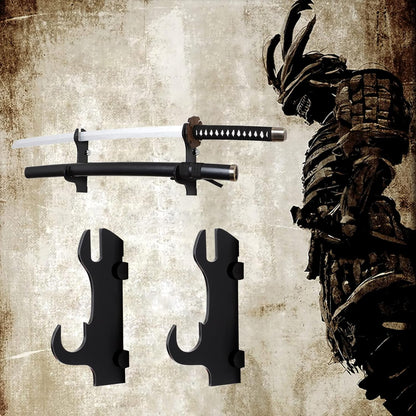 Samurai Knife Holder - Wall Mount - 2 Sets Black Plexiglass - Display Knives, Samurai Swords, Sabres, Chinese Swords, Staff