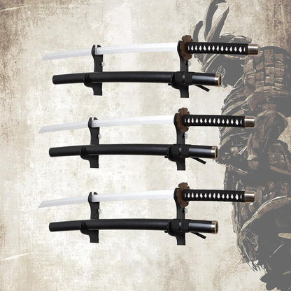 Samurai Knife Holder - Wall Mount - 2 Sets Black Plexiglass - Display Knives, Samurai Swords, Sabres, Chinese Swords, Staff