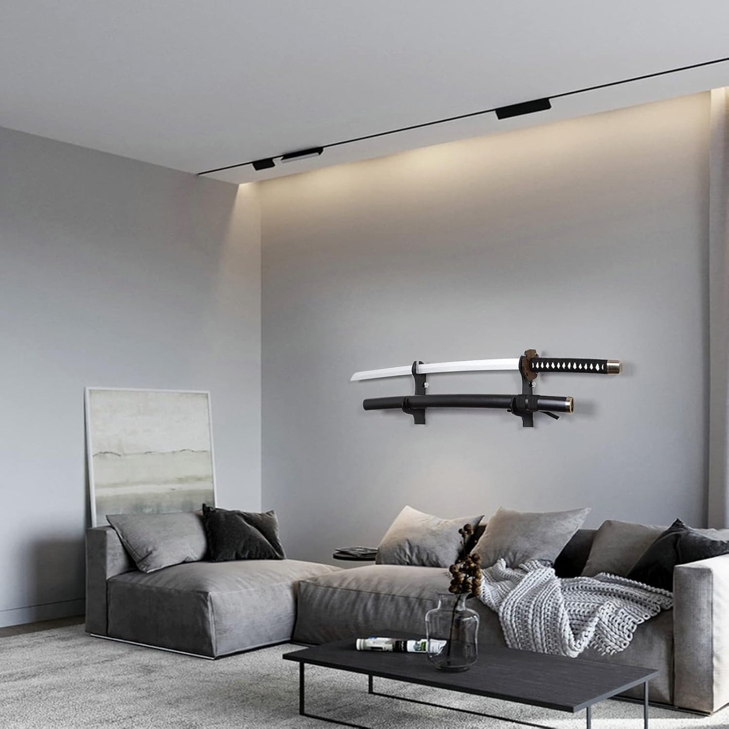 Samurai Knife Holder - Wall Mount - 2 Sets Black Plexiglass - Display Knives, Samurai Swords, Sabres, Chinese Swords, Staff