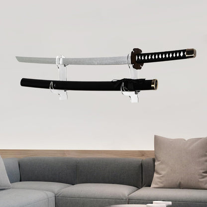 Samurai Knife Holder - Wall Mount - 2 Sets Black Plexiglass - Display Knives, Samurai Swords, Sabres, Chinese Swords, Staff