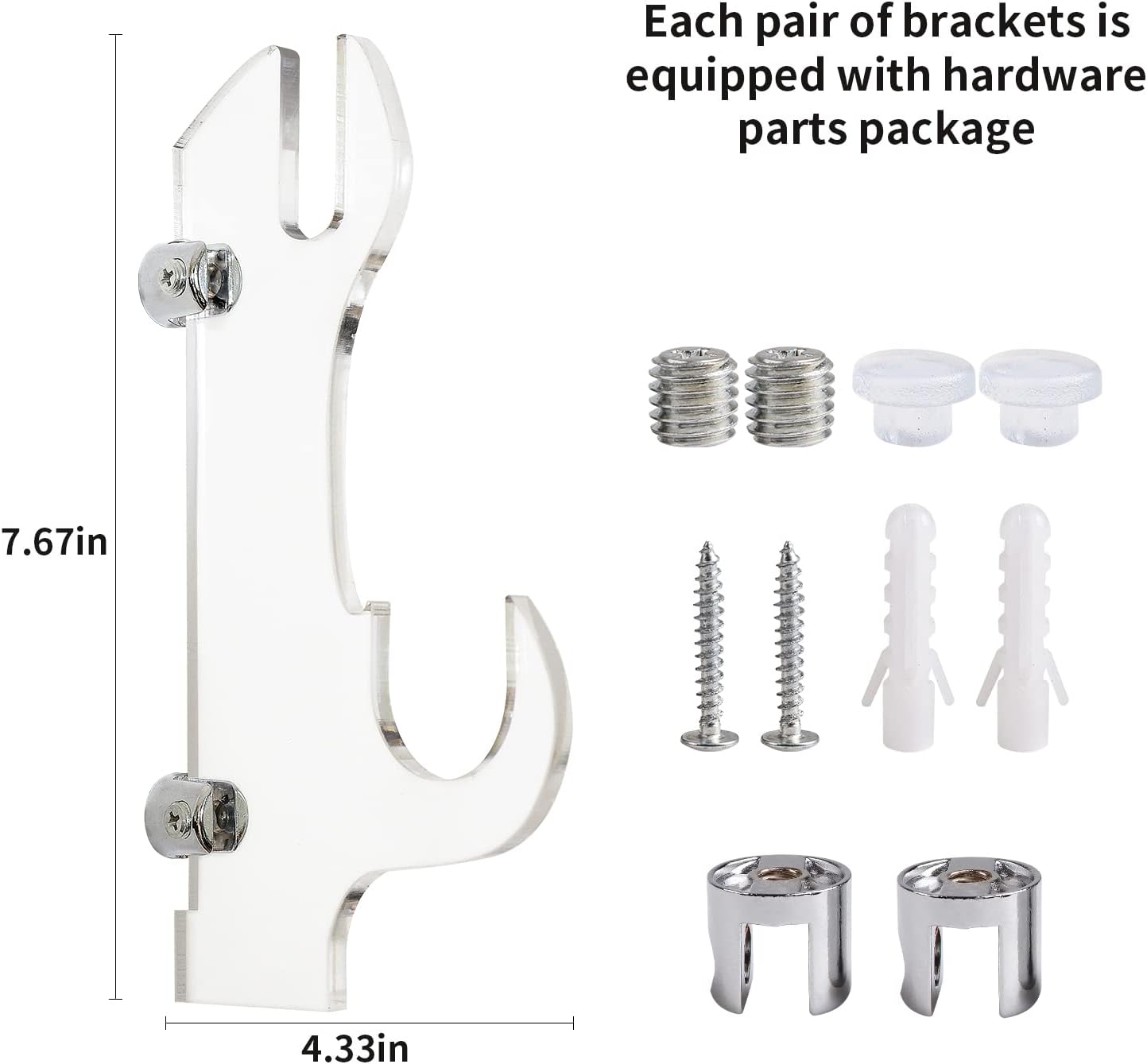 Samurai Knife Holder - Wall Mount - 2 Sets Black Plexiglass - Display Knives, Samurai Swords, Sabres, Chinese Swords, Staff