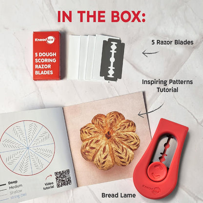 KNEADACE Upgraded Magnetic Bread Lame, Professional Dough Scoring Tool with Extractable Blade, Sourdough Bread Tool for Baking, Includes Scoring Pattern Booklet & 5 Replaceable Razor Blades