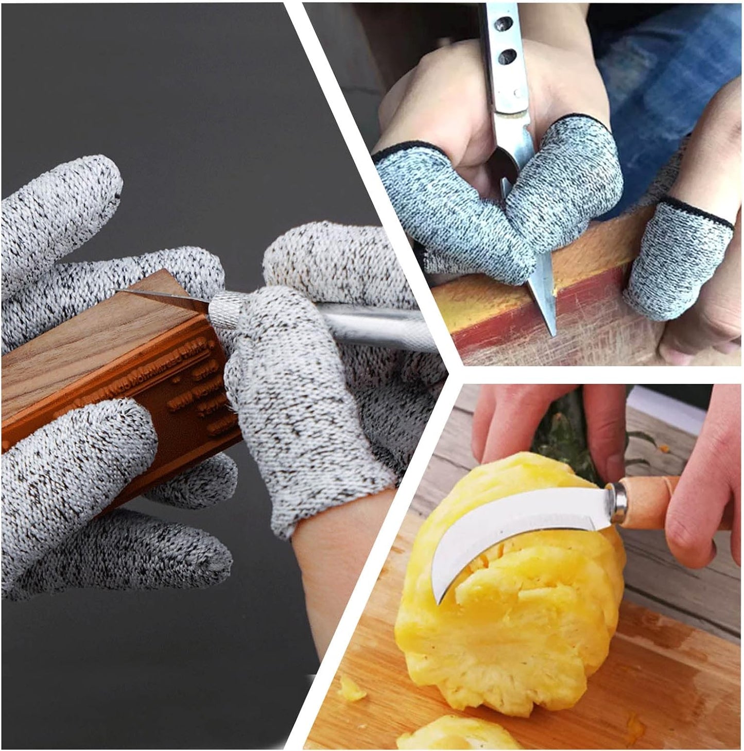 10pcs Breathable Cut Resistant Finger Cots Protection Reusable Durable Non Slip Finger Thumb Protector Gloves for Work Kitchen Garden Sculpture Grinding Stained Glass(Grey)