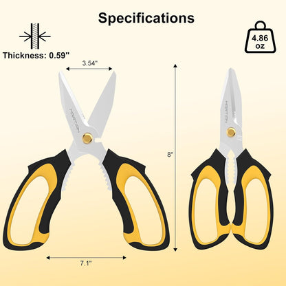 8” Ultra Sharp Kitchen Shears Heavy Duty - Stainless Steel Kitchen Shears for Food, Dishwasher Safte Kitchen Scissors for Meat Cutting, Ideal Gift for Father's Day