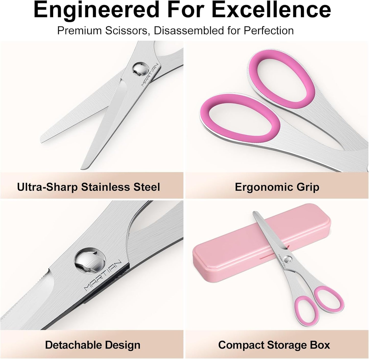 8” Ultra Sharp Kitchen Shears Heavy Duty - Stainless Steel Kitchen Shears for Food, Dishwasher Safte Kitchen Scissors for Meat Cutting, Ideal Gift for Father's Day