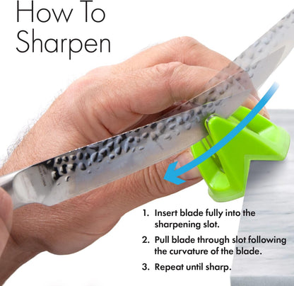 KitchenIQ 50009 Edge Grip 2-Stage Knife Sharpener, Black, Coarse & Fine Sharpeners, Compact for Easy Storage, Stable Non-Slip Base, Soft Grip Rubber Handle, Straight & Serrated Knives