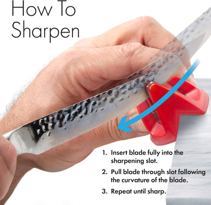 KitchenIQ 50009 Edge Grip 2-Stage Knife Sharpener, Black, Coarse & Fine Sharpeners, Compact for Easy Storage, Stable Non-Slip Base, Soft Grip Rubber Handle, Straight & Serrated Knives