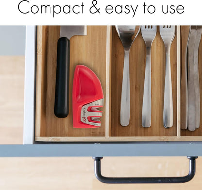 KitchenIQ 50009 Edge Grip 2-Stage Knife Sharpener, Black, Coarse & Fine Sharpeners, Compact for Easy Storage, Stable Non-Slip Base, Soft Grip Rubber Handle, Straight & Serrated Knives