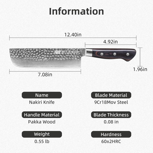 7 Inch Japanese Nakiri Knife, Straight-Edged Vegetable Cleaver for Efficient Chopping and Mincing, Specialized Usuba Milk Street Knife (Raven Series)