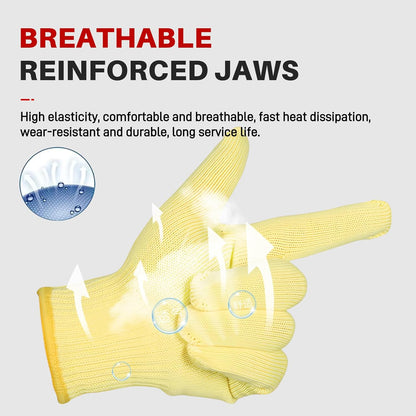 Heat Cut Resistant Gloves, Kevlar Oven Gloves with Fingers, Thick Knit Design, Machine Washable - Grill Mitts for Men & Women (L)