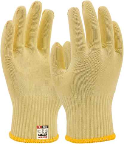 Heat Cut Resistant Gloves, Kevlar Oven Gloves with Fingers, Thick Knit Design, Machine Washable - Grill Mitts for Men & Women (L)