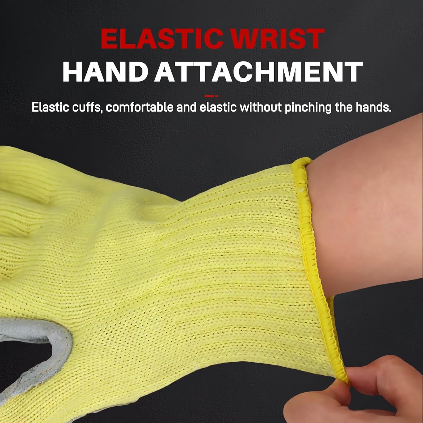 Heat Cut Resistant Gloves, Kevlar Oven Gloves with Fingers, Thick Knit Design, Machine Washable - Grill Mitts for Men & Women (L)