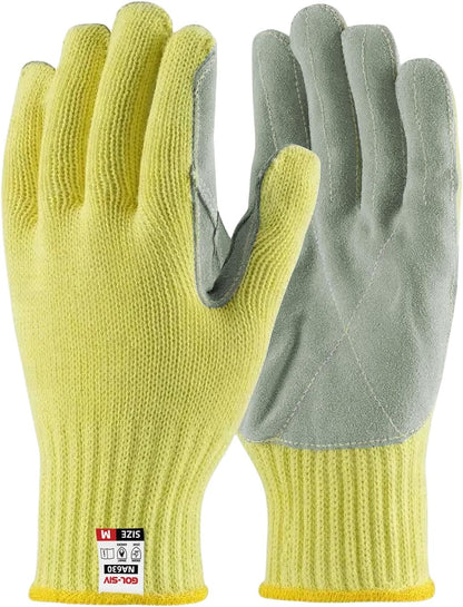 Heat Cut Resistant Gloves, Kevlar Oven Gloves with Fingers, Thick Knit Design, Machine Washable - Grill Mitts for Men & Women (L)