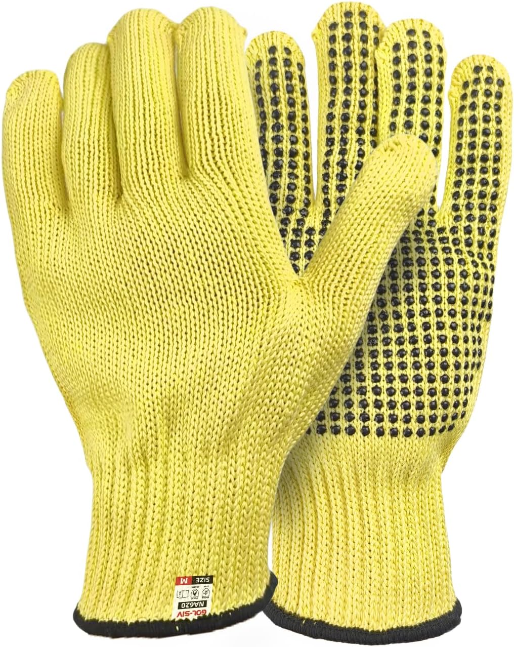 Heat Cut Resistant Gloves, Kevlar Oven Gloves with Fingers, Thick Knit Design, Machine Washable - Grill Mitts for Men & Women (L)