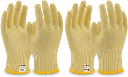 Heat Cut Resistant Gloves, Kevlar Oven Gloves with Fingers, Thick Knit Design, Machine Washable - Grill Mitts for Men & Women (L)
