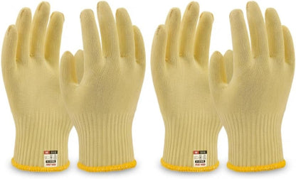 Heat Cut Resistant Gloves, Kevlar Oven Gloves with Fingers, Thick Knit Design, Machine Washable - Grill Mitts for Men & Women (L)