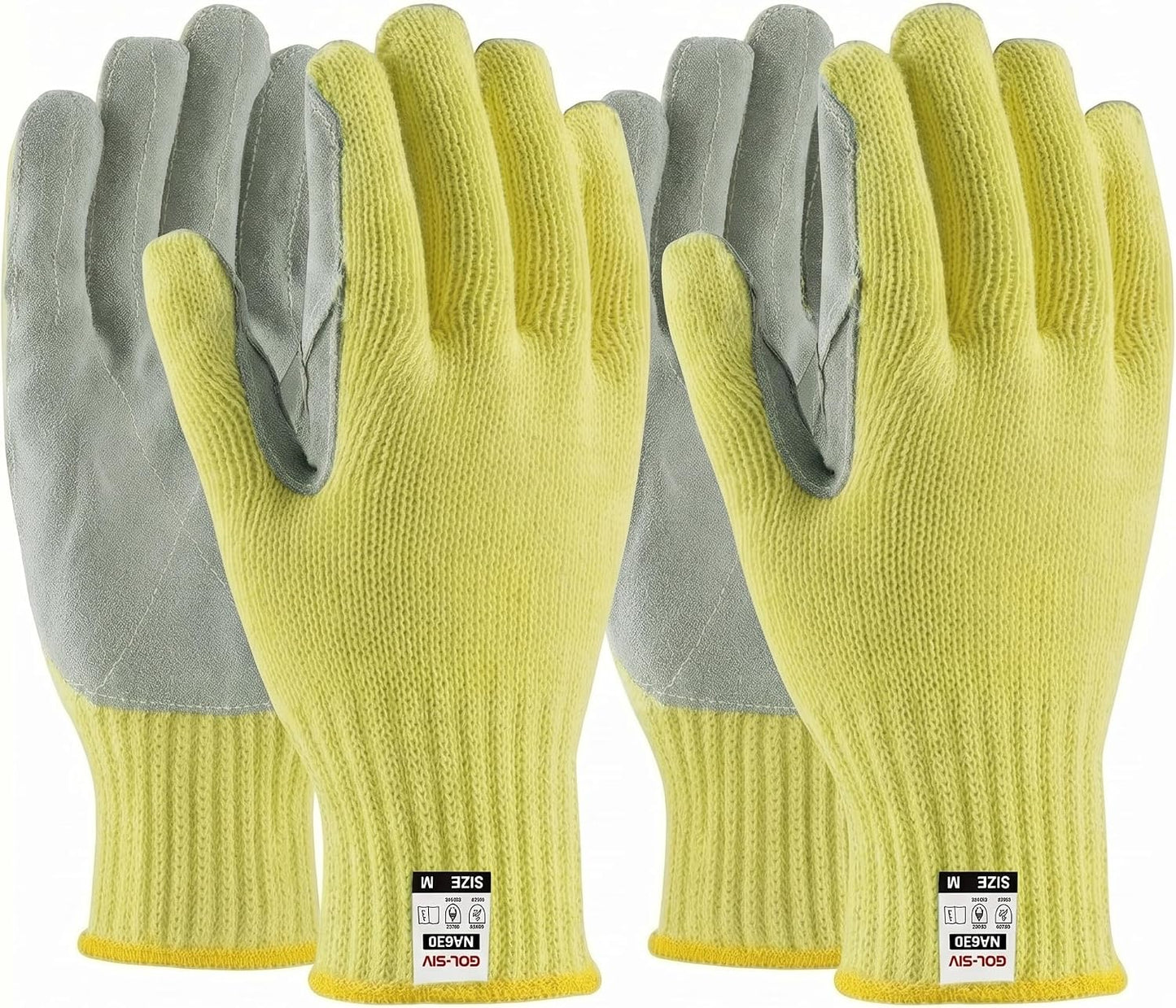 Heat Cut Resistant Gloves, Kevlar Oven Gloves with Fingers, Thick Knit Design, Machine Washable - Grill Mitts for Men & Women (L)