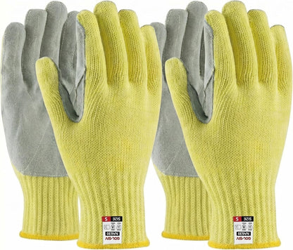 Heat Cut Resistant Gloves, Kevlar Oven Gloves with Fingers, Thick Knit Design, Machine Washable - Grill Mitts for Men & Women (L)