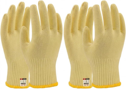 Heat Cut Resistant Gloves, Kevlar Oven Gloves with Fingers, Thick Knit Design, Machine Washable - Grill Mitts for Men & Women (L)