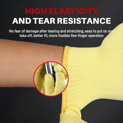 Heat Cut Resistant Gloves, Kevlar Oven Gloves with Fingers, Thick Knit Design, Machine Washable - Grill Mitts for Men & Women (L)
