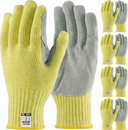 Heat Cut Resistant Gloves, Kevlar Oven Gloves with Fingers, Thick Knit Design, Machine Washable - Grill Mitts for Men & Women (L)