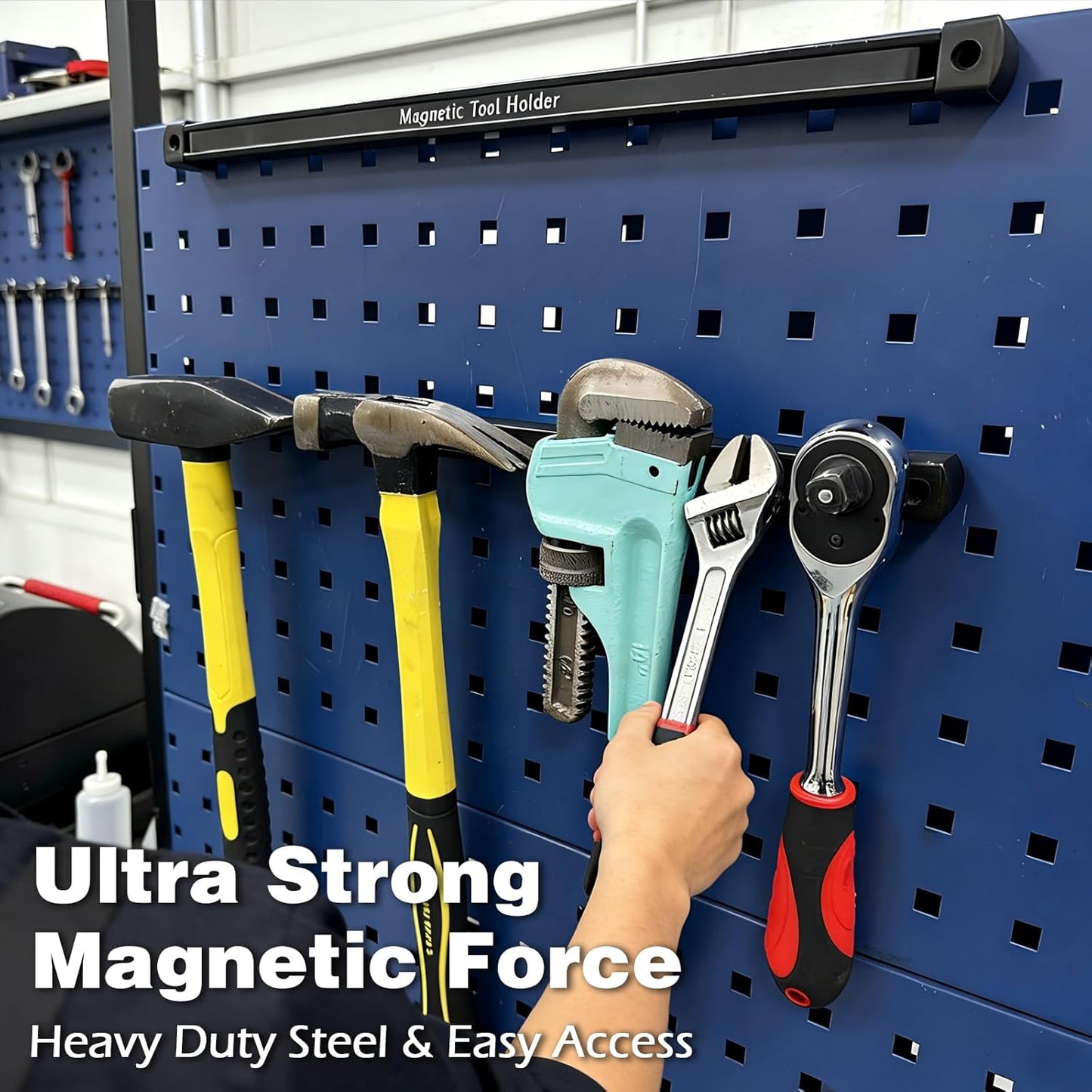 Double Sided Magnetic Tool Holder, 12 Inch Magnetic Tool Bar, Heavy Duty Wall Mount Strip with Ultra Strong Magnet for Garage, Workshop, Jobsite, Shed and Kitchen (2 Pack)
