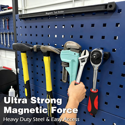 Double Sided Magnetic Tool Holder, 12 Inch Magnetic Tool Bar, Heavy Duty Wall Mount Strip with Ultra Strong Magnet for Garage, Workshop, Jobsite, Shed and Kitchen (2 Pack)