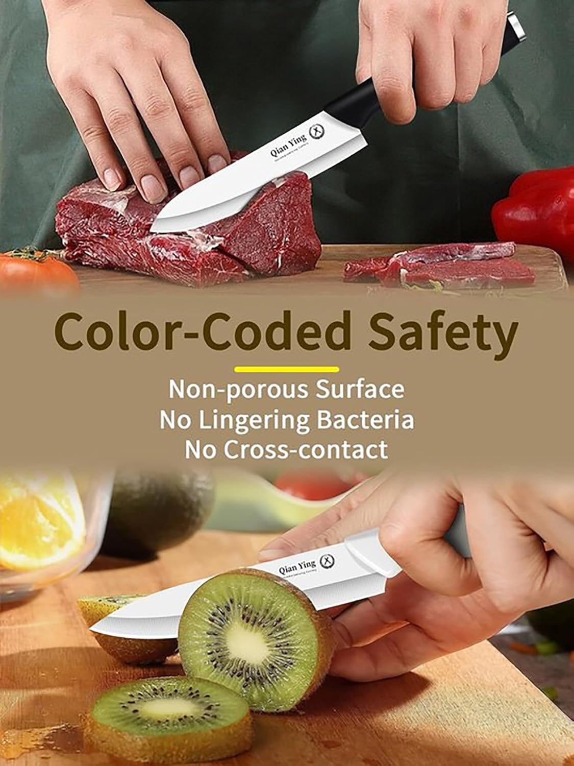 Ceramic Knife Set for Kitchen with Sheath: 2PCS Rustproof 100% Zirconia Pure Ceramic Fruit Knives, Sharp Blade, Ergonomic Handle