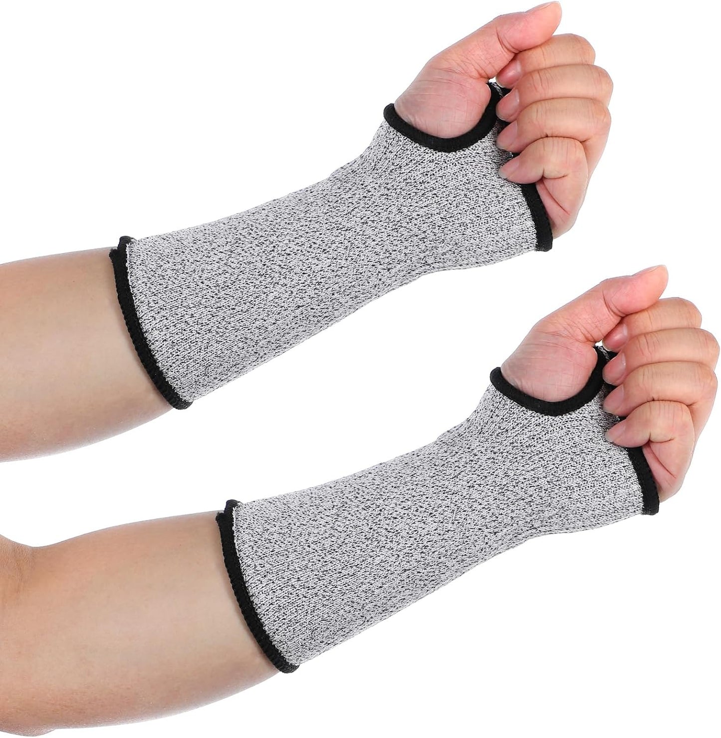 2 Pairs Cut Resistant Sleeves Arm Protection Sleeves with Thumb Holes Arm Guards for Men Women Industrial Gardening Sleeve(8.6 x 3.7 Inches Gray)