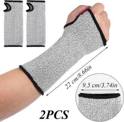 2 Pairs Cut Resistant Sleeves Arm Protection Sleeves with Thumb Holes Arm Guards for Men Women Industrial Gardening Sleeve(8.6 x 3.7 Inches Gray)