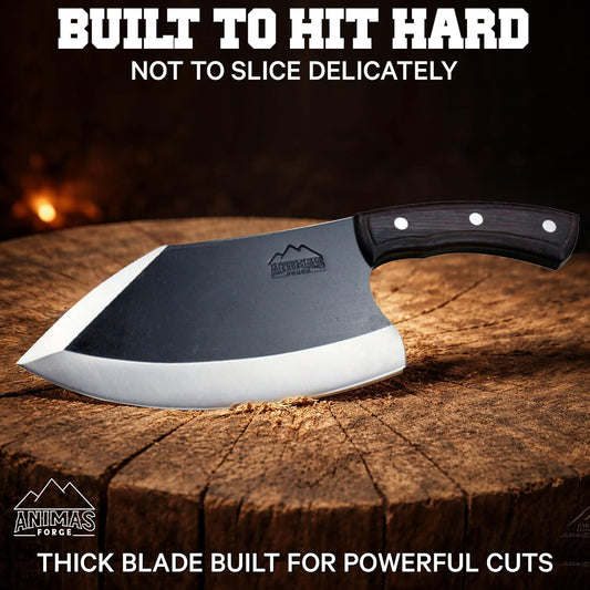 Dynamite Cleaver Meat Cleaver Knife Heavy Duty High Carbon Steel Butcher Knife Desert Hardwood Handle Full Tang BBQ Meat Cutting Butchering Kitchen Cooking Outdoor Camp Bone Chopping Prep