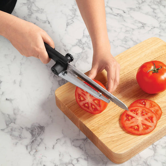 Fox Valley Traders Knife with Adjustable Slicing Guide by Chef's Pride