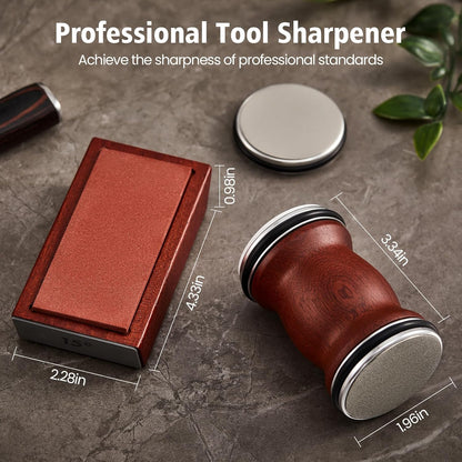 Rolling Knife Sharpener Kit with Ceramic Discs and Diamond, 15° and 20° Magnetic Angle，Knife Sharpening Tool,Kitchen Tumbler Knife Sharpener Kit for Christmas Gift