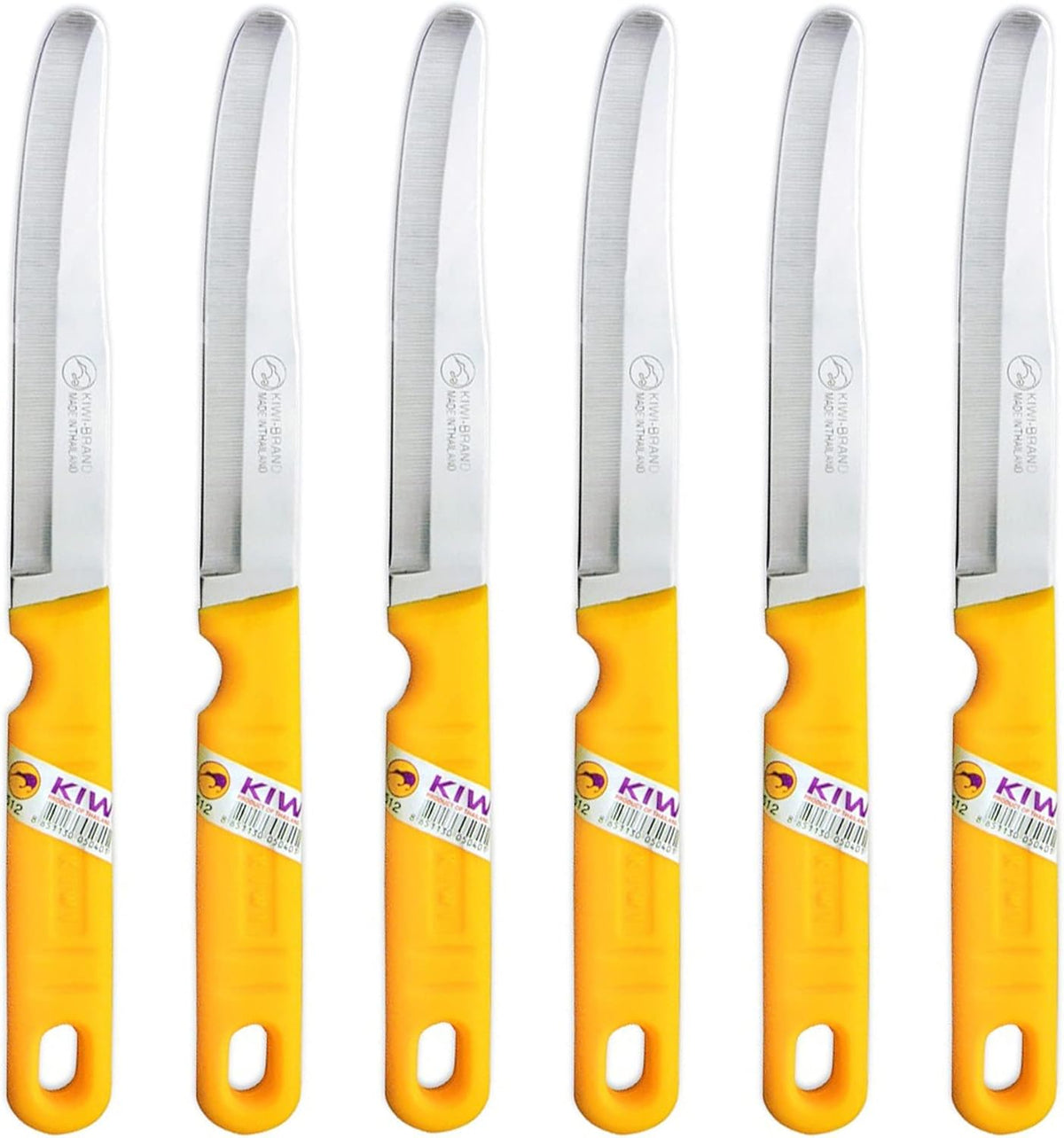 SET 512 6 piece Fruit Knives,Silver and Yellow