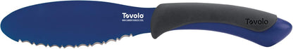 5.5" Slicer With Comfort Grip Handle, Serrated Kitchen Knife for Bagels, Sharp High-Carbon Steel Blade, Dishwasher Safe & BPA-Free, Lx 6 in, Deep Indigo