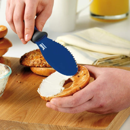 5.5" Slicer With Comfort Grip Handle, Serrated Kitchen Knife for Bagels, Sharp High-Carbon Steel Blade, Dishwasher Safe & BPA-Free, Lx 6 in, Deep Indigo
