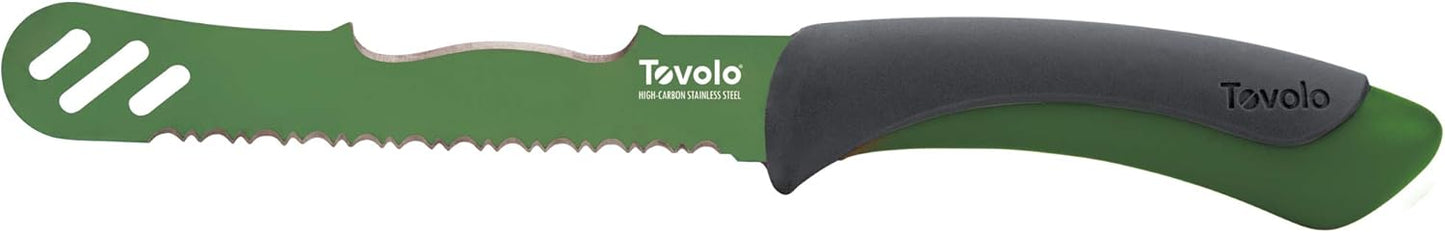 5.5" Slicer With Comfort Grip Handle, Serrated Kitchen Knife for Bagels, Sharp High-Carbon Steel Blade, Dishwasher Safe & BPA-Free, Lx 6 in, Deep Indigo