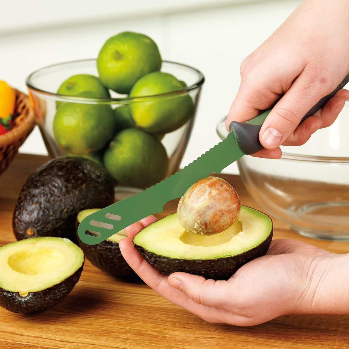 5.5" Slicer With Comfort Grip Handle, Serrated Kitchen Knife for Bagels, Sharp High-Carbon Steel Blade, Dishwasher Safe & BPA-Free, Lx 6 in, Deep Indigo