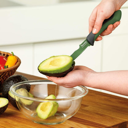 5.5" Slicer With Comfort Grip Handle, Serrated Kitchen Knife for Bagels, Sharp High-Carbon Steel Blade, Dishwasher Safe & BPA-Free, Lx 6 in, Deep Indigo