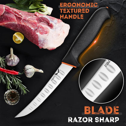 Golden Bird 6 Inch Boning Knife with Flexible Blade | Fillet Knife for Meat Cutting for Precise Deboning, German Stainless Steel, Non-Slip Handle, Gift for Men Women