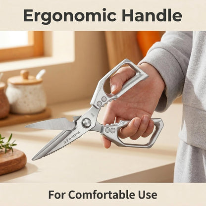 Stainless steel kitchen scissors - Super Edge Lido functional scissors, suitable for poultry, turkey, ribs, and seafood. Ergonomic all metal cooking scissors are an excellent gift for chefs