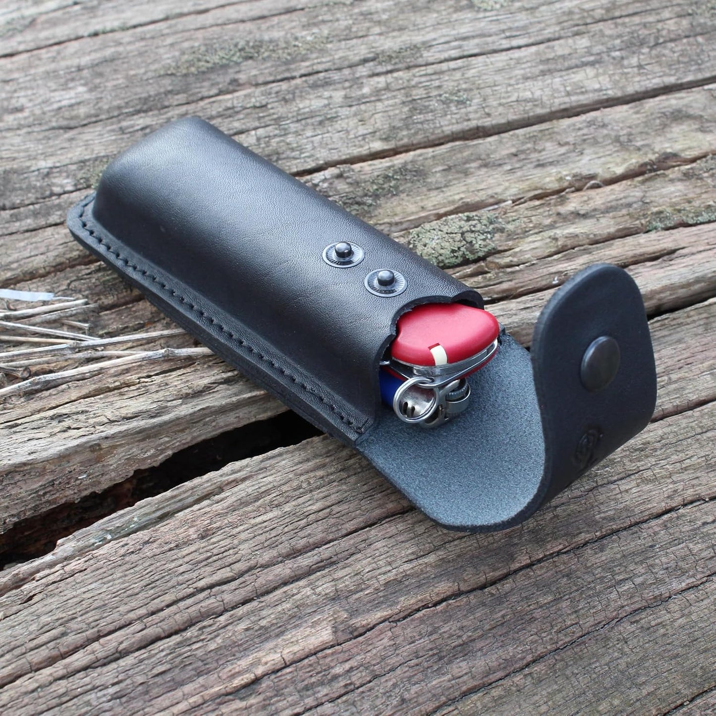 Leather Folding Knife Sheath For full size Pocket Knife Holster For Big EDC Knife, Belt Loop for Vertical or Horizontal Carrying, Pouch Multitool Holder With Snap Closure V921