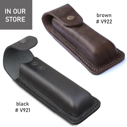 Leather Folding Knife Sheath For full size Pocket Knife Holster For Big EDC Knife, Belt Loop for Vertical or Horizontal Carrying, Pouch Multitool Holder With Snap Closure V921