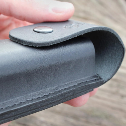 Leather Folding Knife Sheath For full size Pocket Knife Holster For Big EDC Knife, Belt Loop for Vertical or Horizontal Carrying, Pouch Multitool Holder With Snap Closure V921