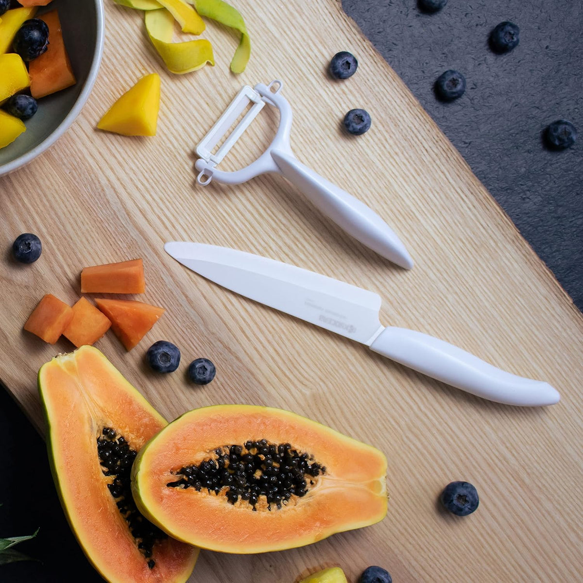 Revolution 4.5" Ceramic Utility Knife – Ultra-Sharp Japanese Blade | Revolution 4.5-Inch Utility Knife: Ultra-Sharp Japanese Zirconia Blade for Precise Cutting of Fruits and Vegetables