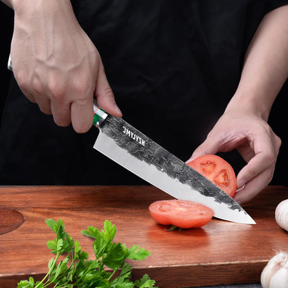 8 inch Japanese Gyuto Chef Knife，HC Steel Home Essentials Sharp Kitchen knife，Professional Hand Forged Cooking Knife，Knives for cooking and chopping，Gifts for chef，Gifts for Mom/Dad