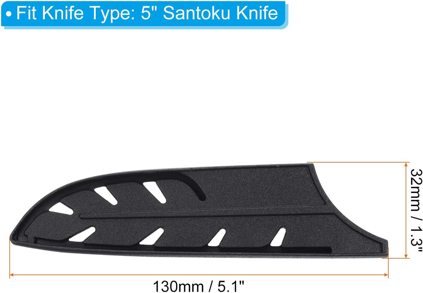 Plastic Safety Knife Cover Sleeves for 7" Santoku Knife, 2 Pack Knives Edge Guard Blade Protector Universal Knife Sheath for Kitchen, Black